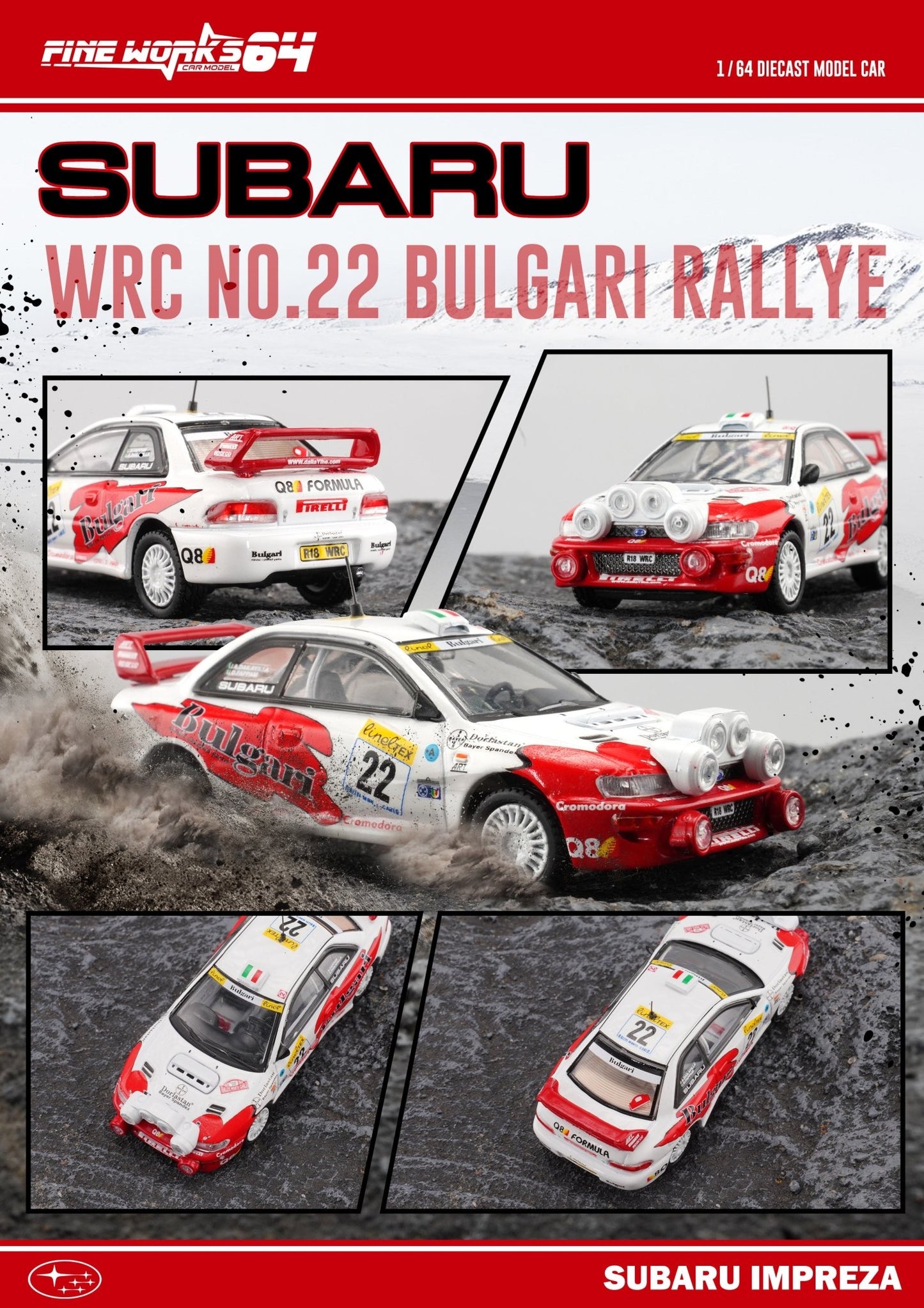 [PREORDER] Fine Works - 1:64 SUBARU IMPREZA WRC NO.22 BULGARI RALLYE Diecast model car - WHITE #22 - MODEL CARS UKMODEL CAR#INNO64##TARMAC##diecast_model#