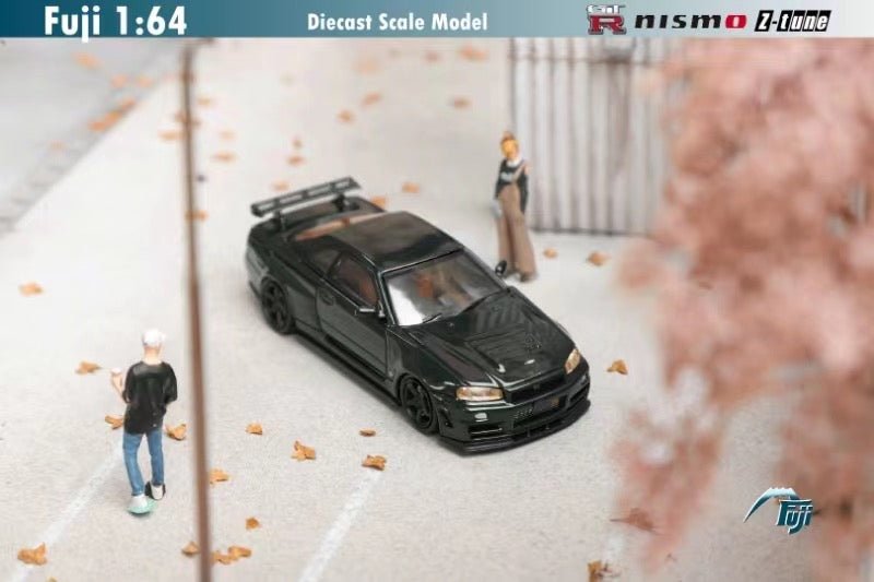 [ PREORDER ] Fuji - 1:64 Skyline GT-R R34，Nismo Z-Tune diecast model - CRS Dark Green(yellow light original wing) - MODEL CAR UKMODEL CAR#INNO64##TARMAC##diecast_model#