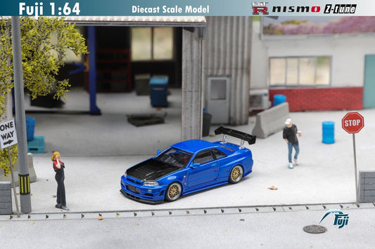 [ PREORDER ] Fuji - 1/64 Skyline R34 GT - R Nismo Z - Tune High - end version Diecast Model Car - Blue with Carbon Hood - MODEL CARS UKMODEL CAR#INNO64##TARMAC##diecast_model#