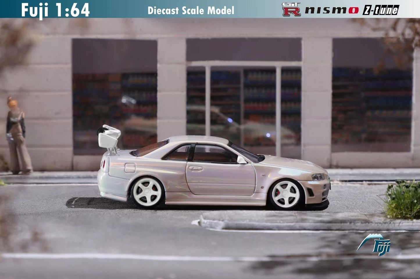 [ PREORDER ] Fuji 1:64 Skyline Skyline GT-R R34, Nismo Z-Tune High Wing version - A/ White Pearl (white wheel) - MODEL CAR UKMODEL CAR#INNO64##TARMAC##diecast_model#