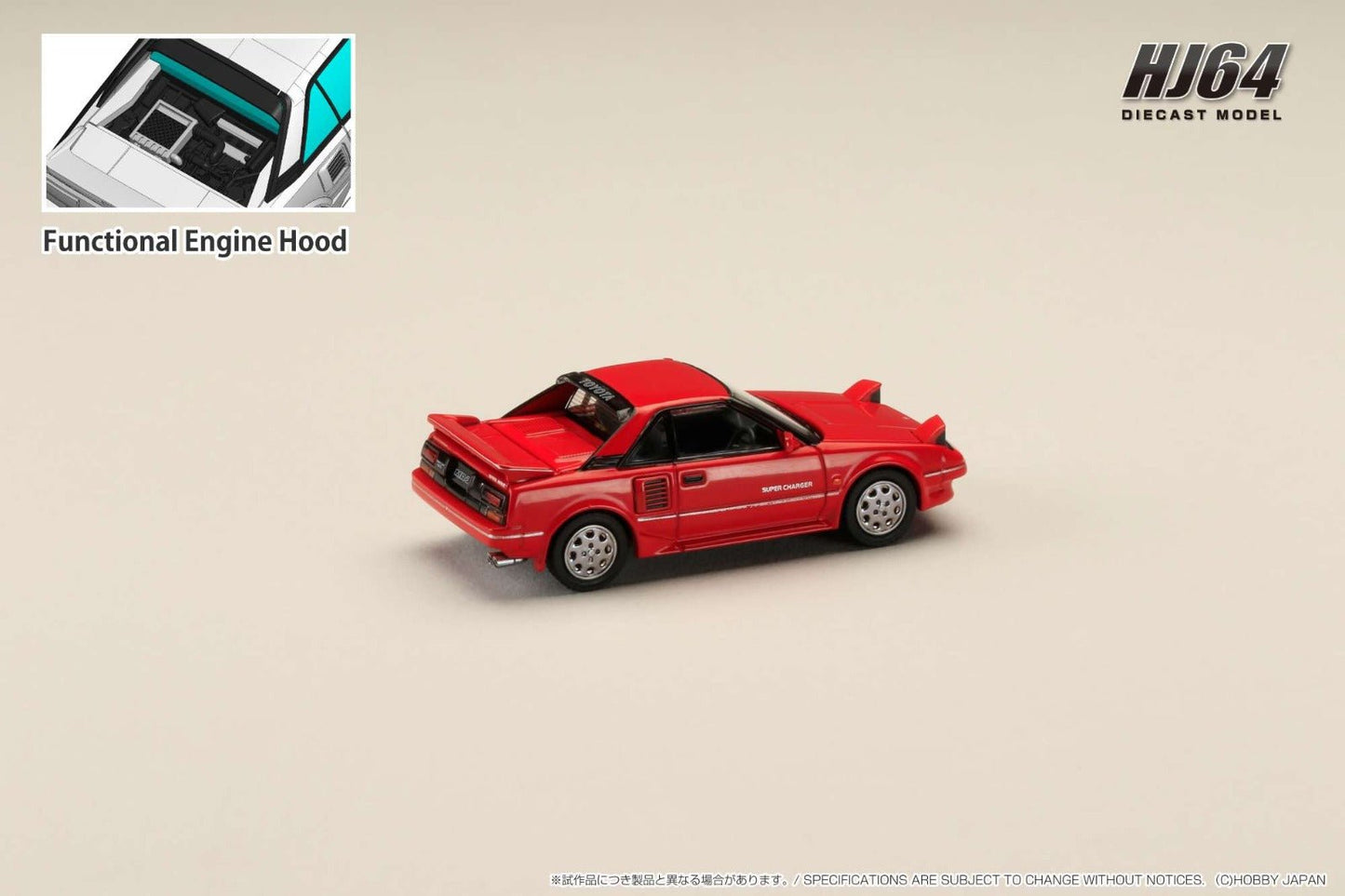 [ PREORDER ] HJ64 - 1/64 Toyota MR2 1600G-LIMITED SUPER CHARGER 1986 - Red - MODEL CAR UKMODEL CAR#INNO64##TARMAC##diecast_model#