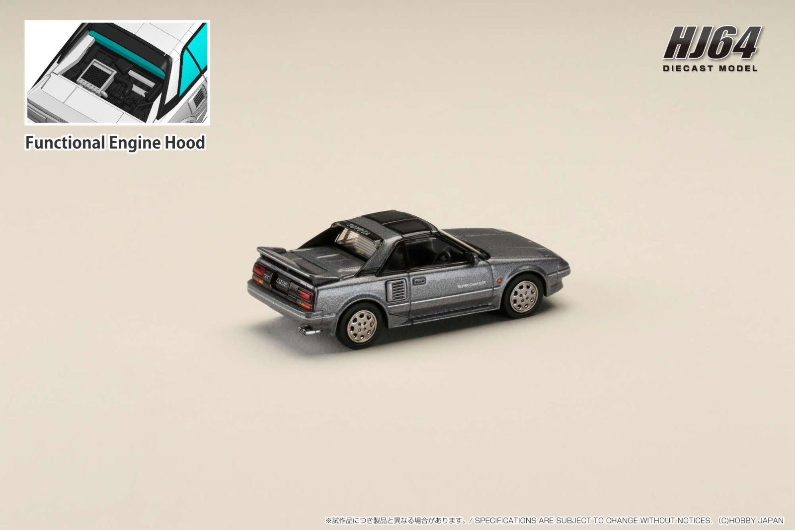 [ PREORDER ] HJ64 - 1/64 Toyota MR2 1600G-LIMITED SUPER CHARGER 1988 T BAR ROOF - Gray Metallic - MODEL CAR UKMODEL CAR#INNO64##TARMAC##diecast_model#