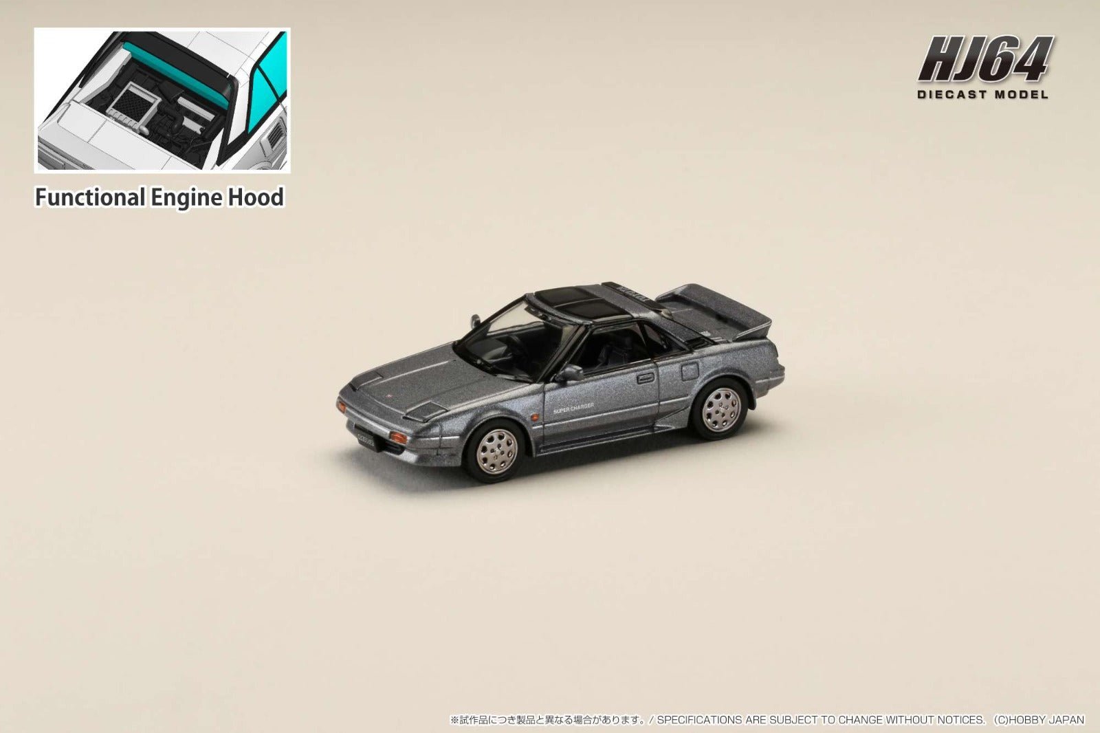 [ PREORDER ] HJ64 - 1/64 Toyota MR2 1600G-LIMITED SUPER CHARGER 1988 T BAR ROOF - Gray Metallic - MODEL CAR UKMODEL CAR#INNO64##TARMAC##diecast_model#