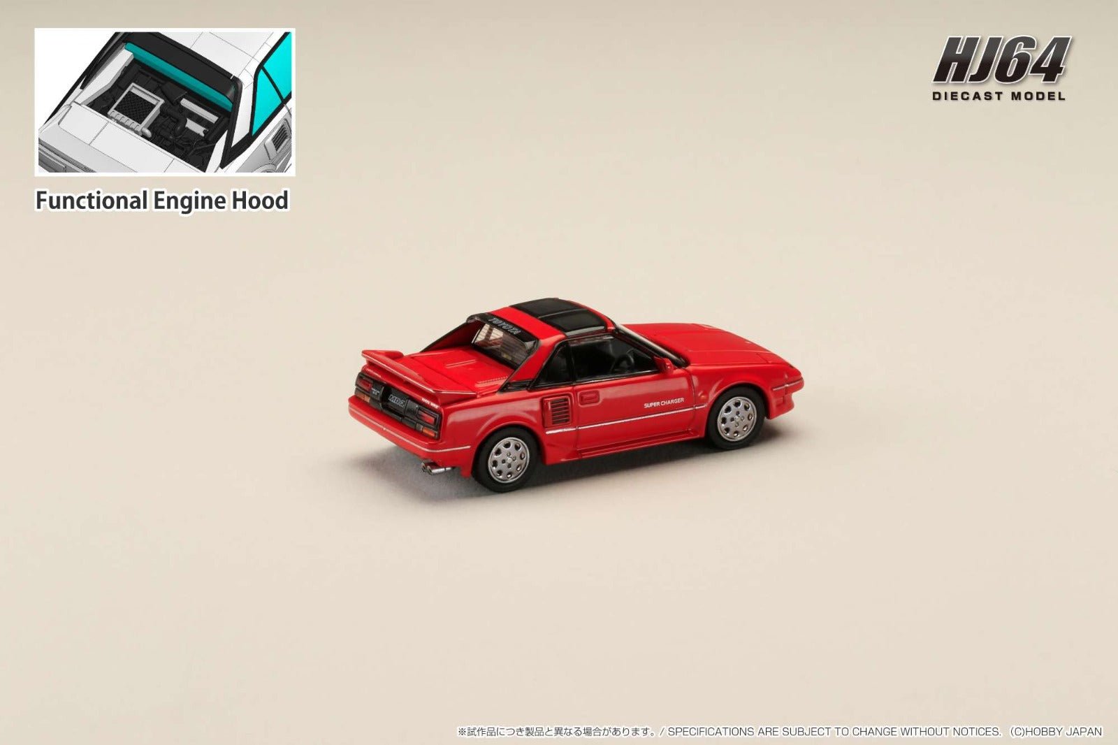 [ PREORDER ] HJ64 - 1/64 Toyota MR2 1600G-LIMITED SUPER CHARGER 1988 T BAR ROOF - Red - MODEL CAR UKMODEL CAR#INNO64##TARMAC##diecast_model#