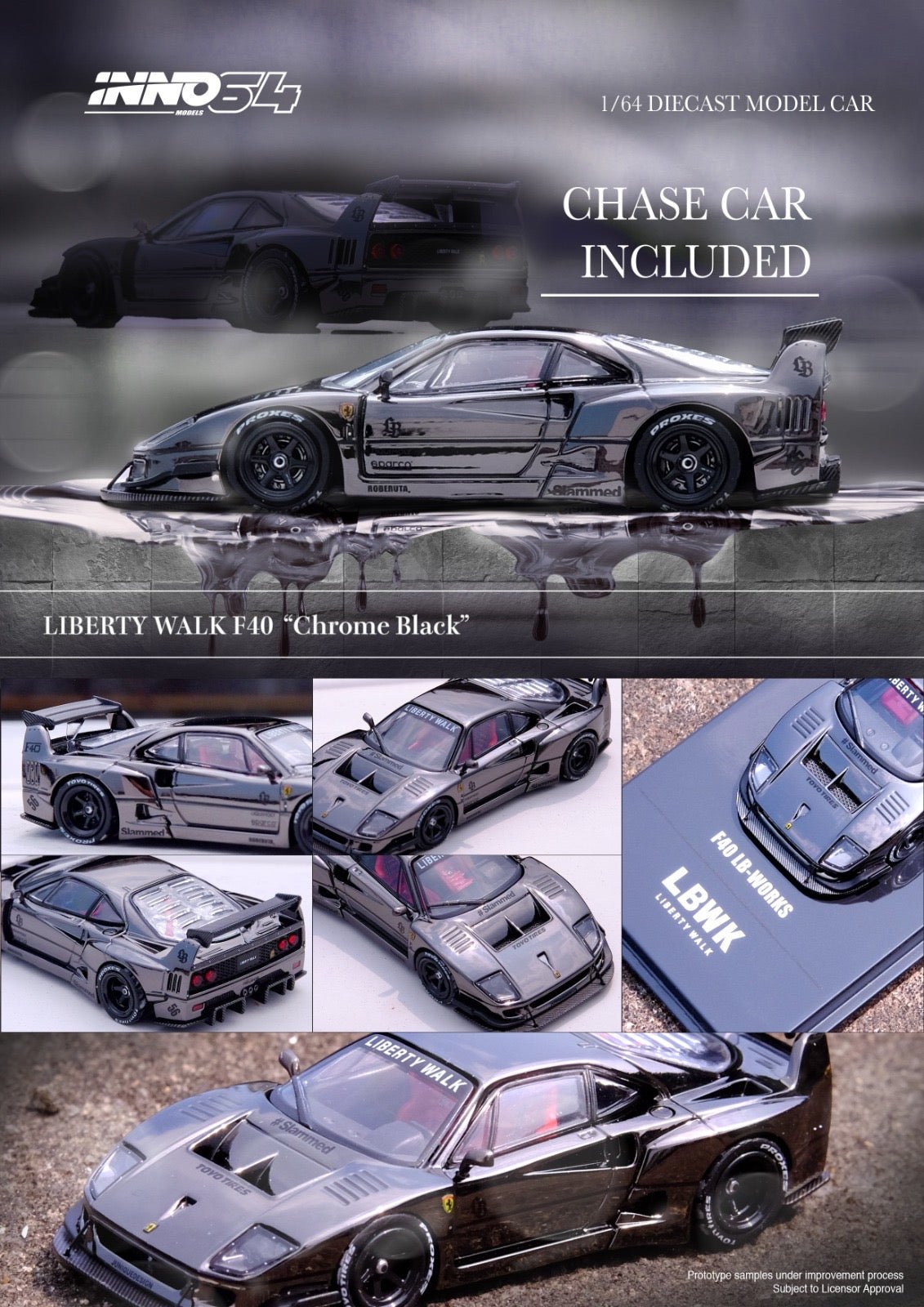 [PREORDER] INNO 64 - LBWK F40 Chrome Black - Diecast Scale Model Car - IN64 - LBWKF40 - CHB - MODEL CARS UKMODEL CAR#INNO64##TARMAC##diecast_model#