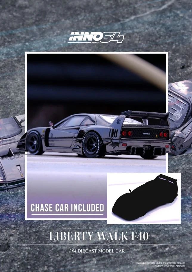 [PREORDER] INNO 64 - LBWK F40 Chrome Black - Diecast Scale Model Car - IN64 - LBWKF40 - CHB - MODEL CARS UKMODEL CAR#INNO64##TARMAC##diecast_model#