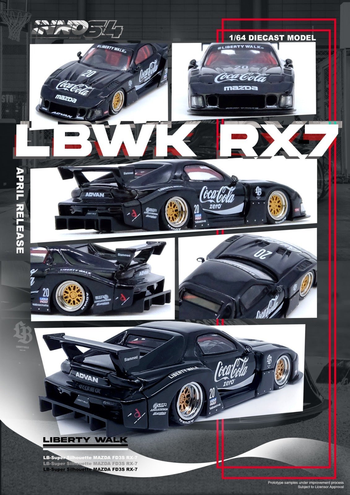 [PREORDER] INNO 64 - Mazda RX7 FD3S LB-SUPER SILHOUETTE Coca Cola - MODEL CAR UKMODEL CAR#INNO64##TARMAC##diecast_model#