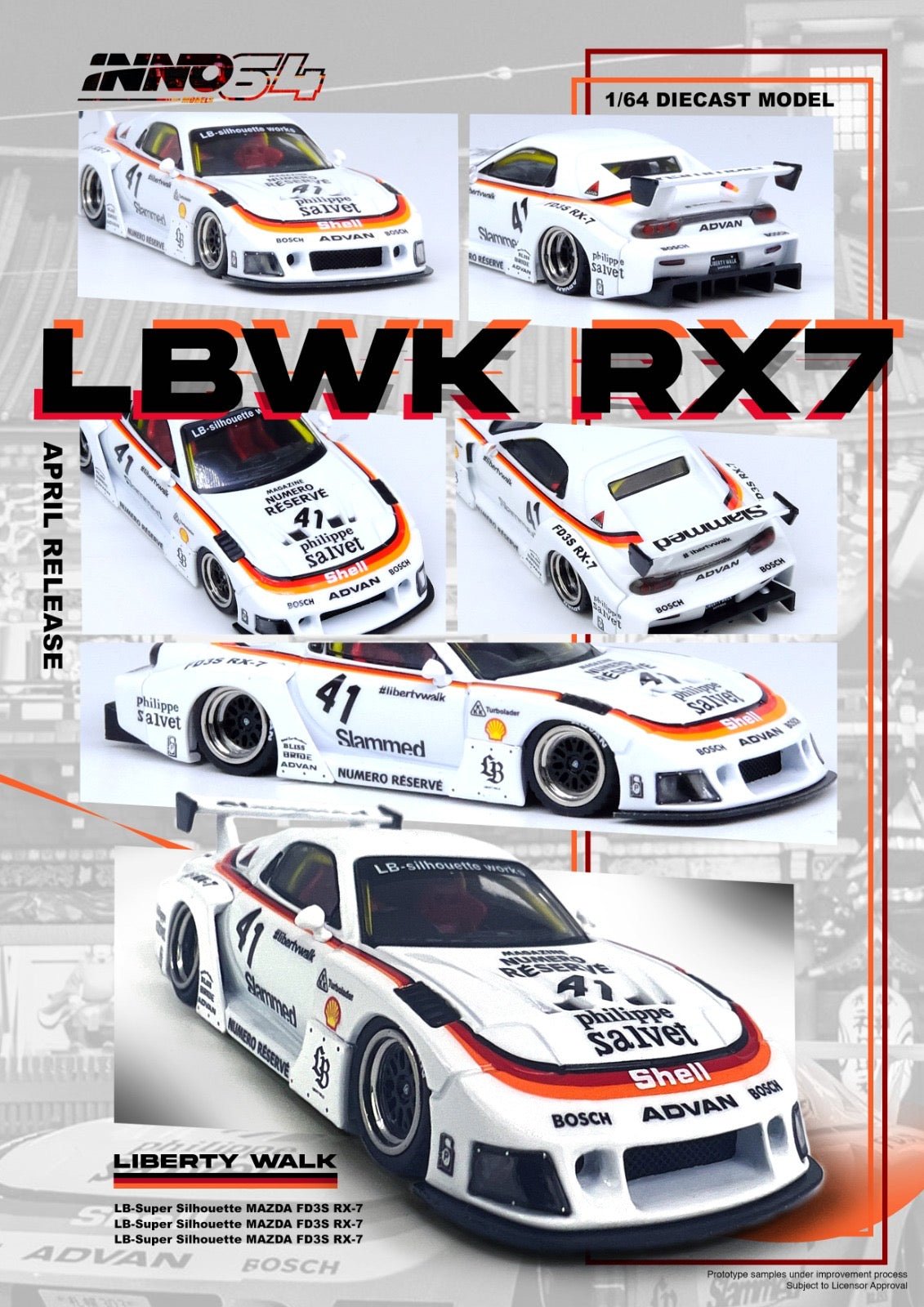 [PREORDER] INNO 64 - Mazda RX7 FD3S LB-SUPER SILHOUETTE - MODEL CAR UKMODEL CAR#INNO64##TARMAC##diecast_model#