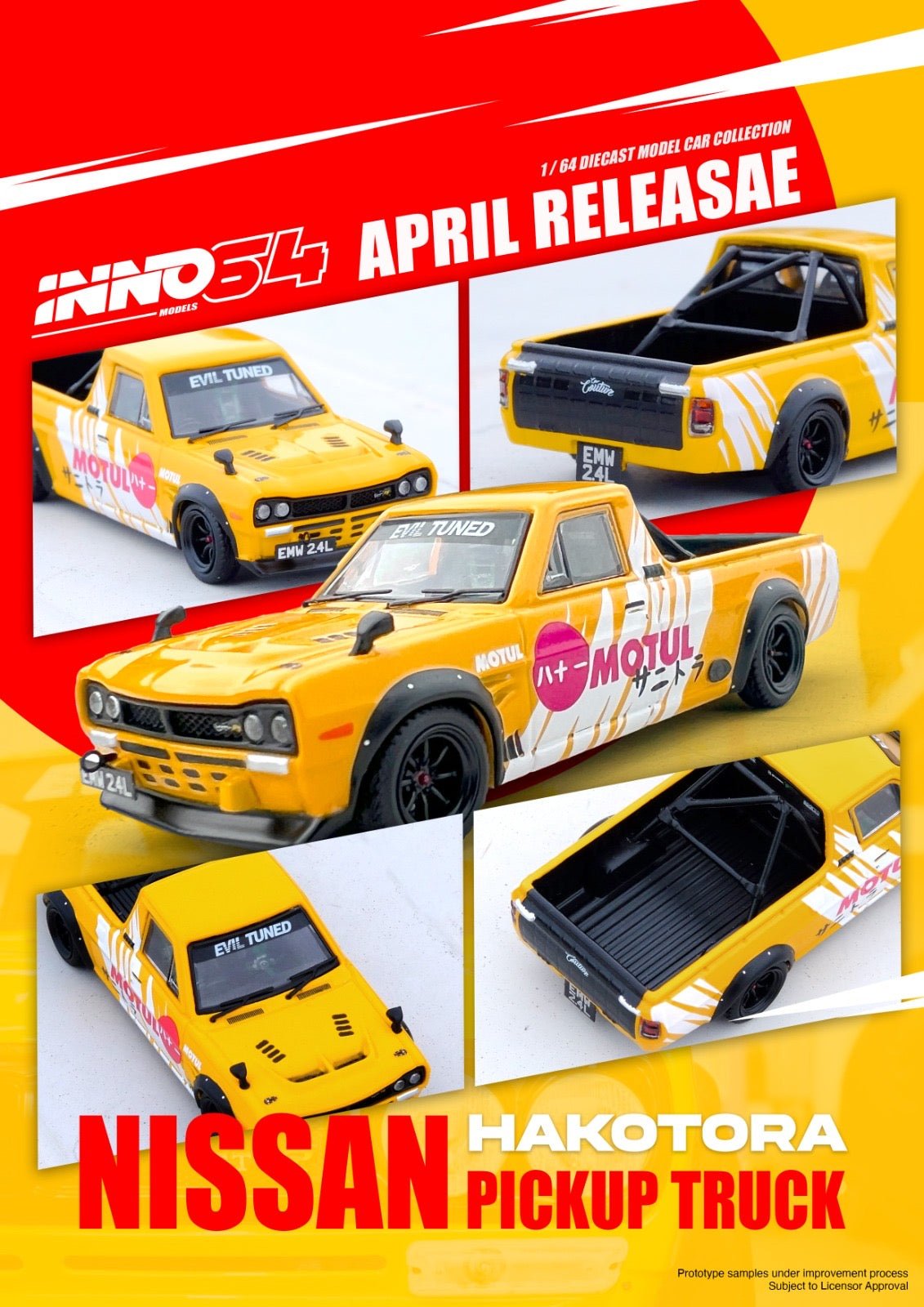 [PREORDER] INNO 64 - Nissan Hakotora Pick Up Truck MOTUL Livery - MODEL CAR UKMODEL CAR#INNO64##TARMAC##diecast_model#