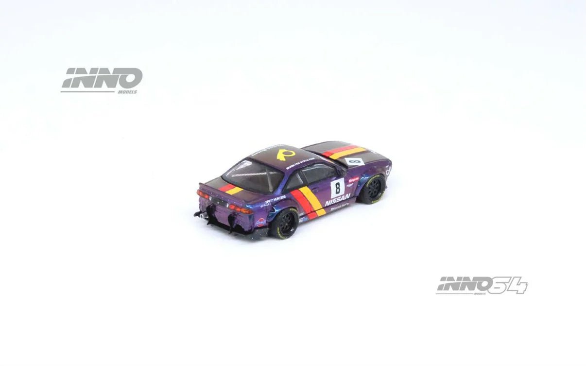 PREORDER INNO 64 NISSAN SILVIA S14 BOSS ROCKET BUNNY Purple Diecast Scale Model Car IN64 S14B PRP MODEL CARS UK INNO64 TARMAC diecast model