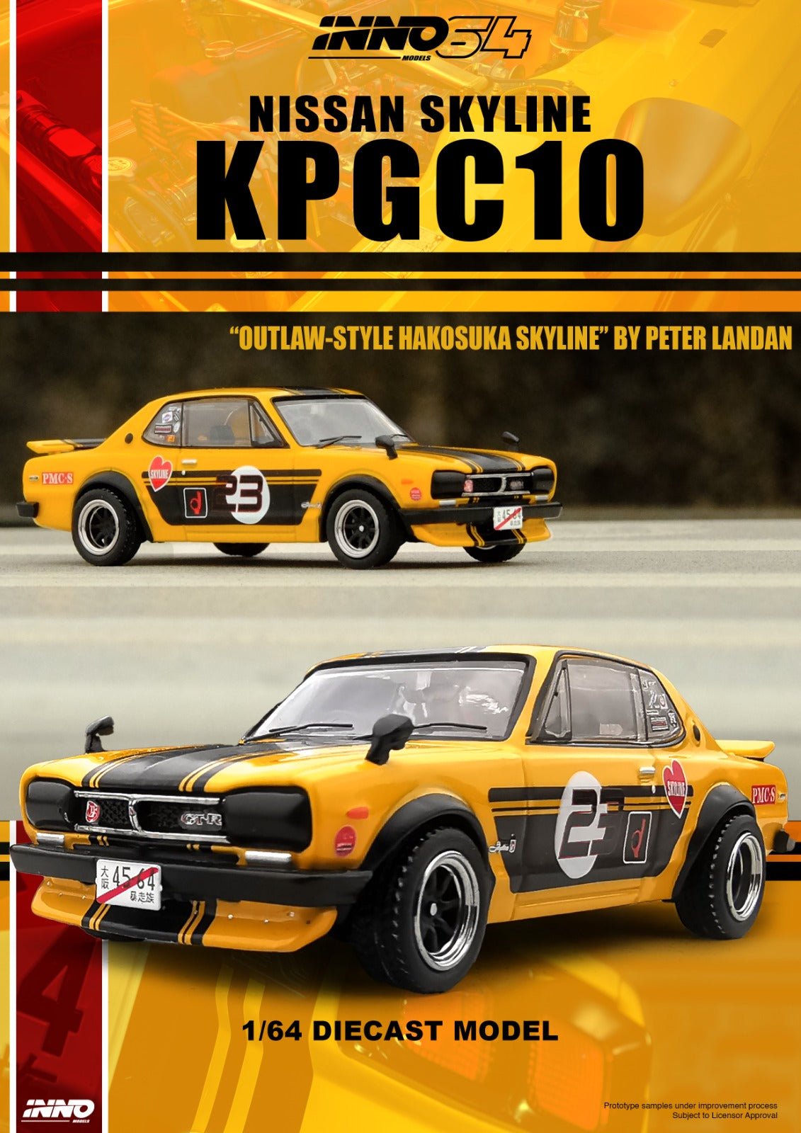 [PREORDER] INNO 64 - Nissan Skyline 2000 GT-R KPGC10 Diecast Scale Model Car - IN64-KPGC10-YL23 - MODEL CARS UKMODEL CAR#INNO64##TARMAC##diecast_model#