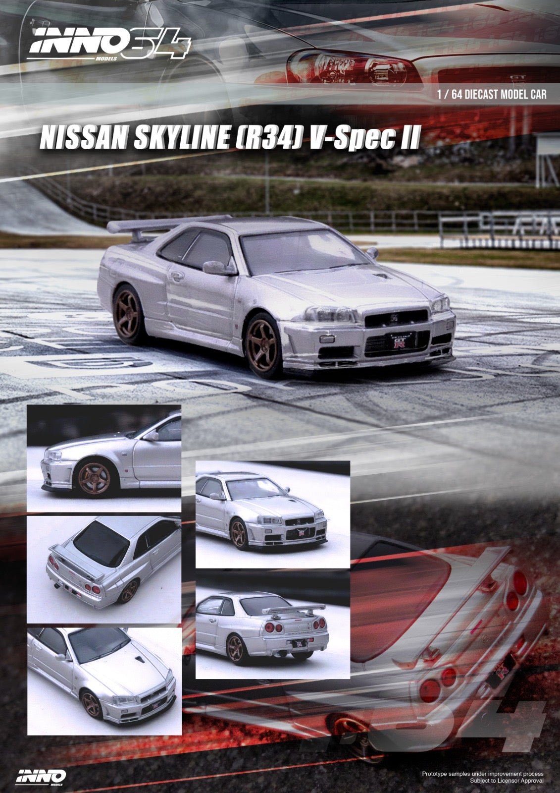 [PREORDER] INNO 64 - Nissan Skyline GT-R R34 V-Spec II Silver - MODEL CAR UKMODEL CAR#INNO64##TARMAC##diecast_model#