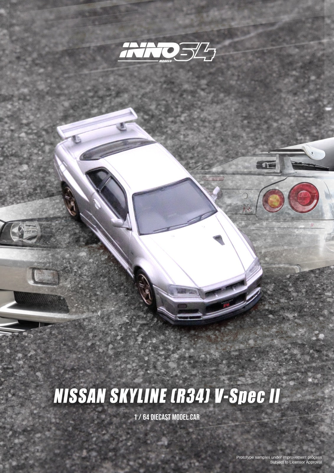 [PREORDER] INNO 64 - Nissan Skyline GT-R R34 V-Spec II Silver - MODEL CAR UKMODEL CAR#INNO64##TARMAC##diecast_model#