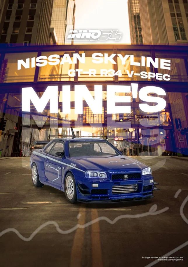 [PREORDER] INNO 64 - NISSAN SKYLINE GT - R (R34) V - SPEC Tuned by "MINE'S" Diecast Scale Model Car - IN64 - R34VS - MINES - BL - MODEL CARS UKMODEL CAR#INNO64##TARMAC##diecast_model#