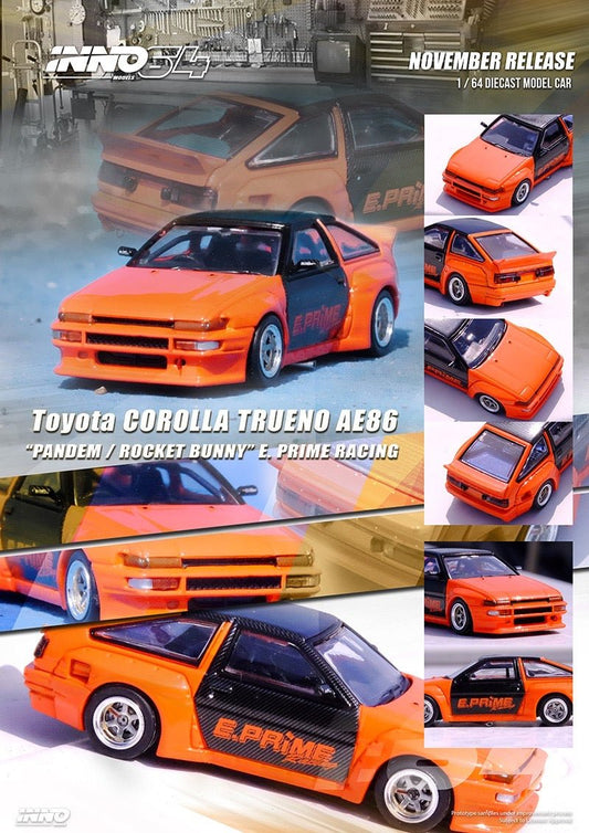 [PREORDER] INNO 64 - Toyota Corolla Sprinter Trueno AE86 "PANDEM / ROCKET BUNNY" E. Prime Racing - MODEL CAR UKMODEL CAR#INNO64##TARMAC##diecast_model#