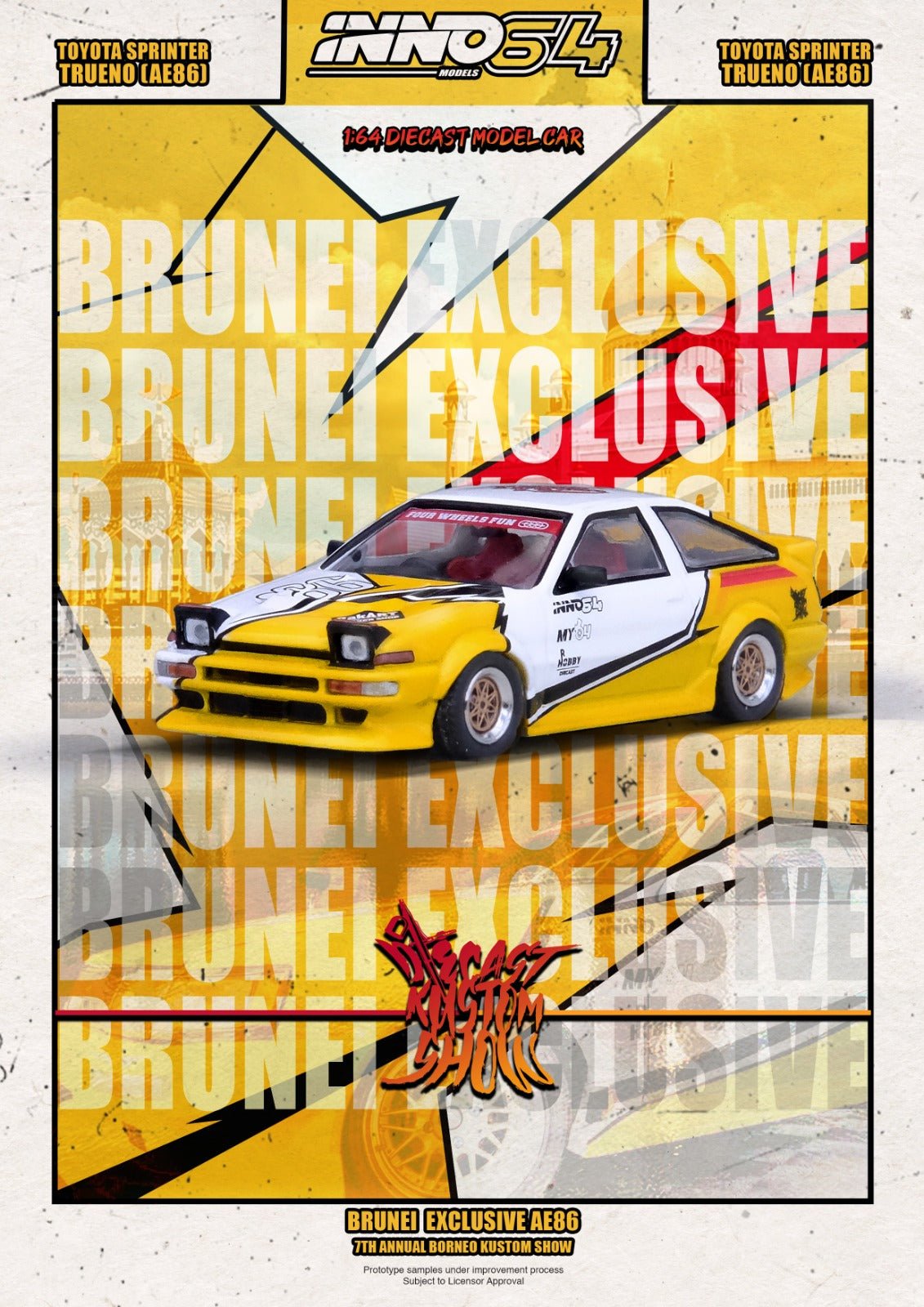 [PREORDER] INNO 64 - TOYOTA SPRINTER TRUENO AE86 Brunei Diecast Kustom Show 2024 - IN64 - AE86T - BDKS24 - MODEL CARS UKMODEL CAR#INNO64##TARMAC##diecast_model#