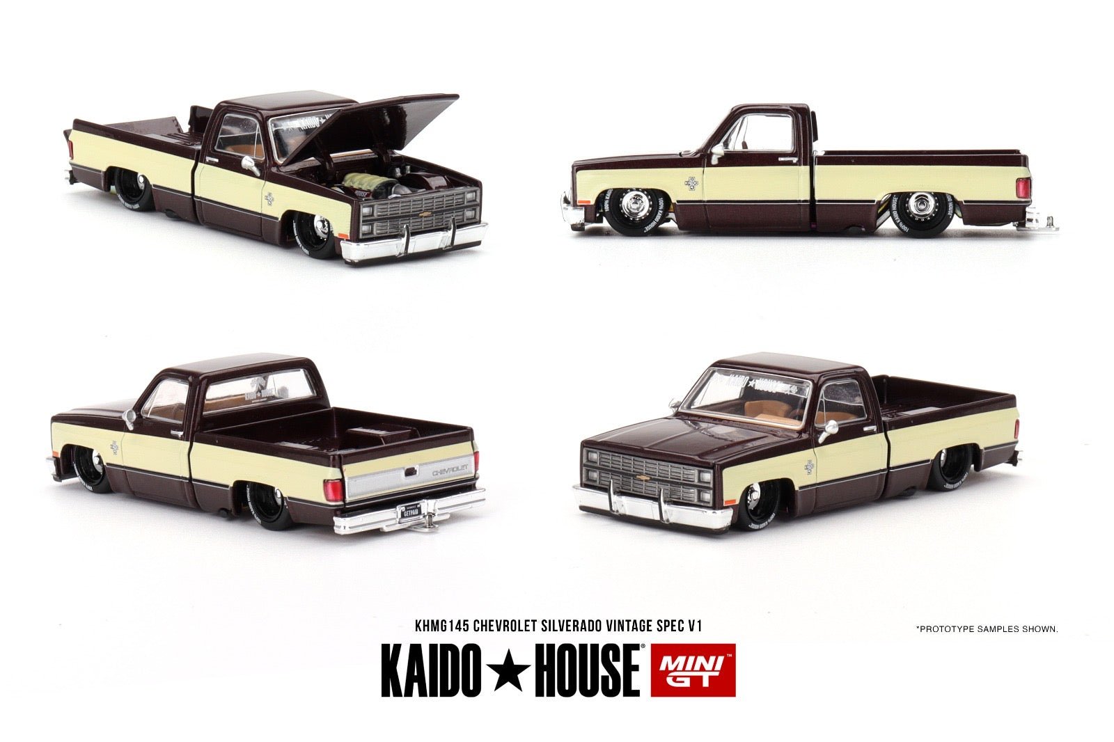 [PREORDER] Kaido House X MINI GT - CHEVROLET SILVERADO KAIDO VINTAGE SPEC V1 DIECAST SCALE MODEL CAR - KHMG145 - MODEL CARS UKMODEL CAR#INNO64##TARMAC##diecast_model#