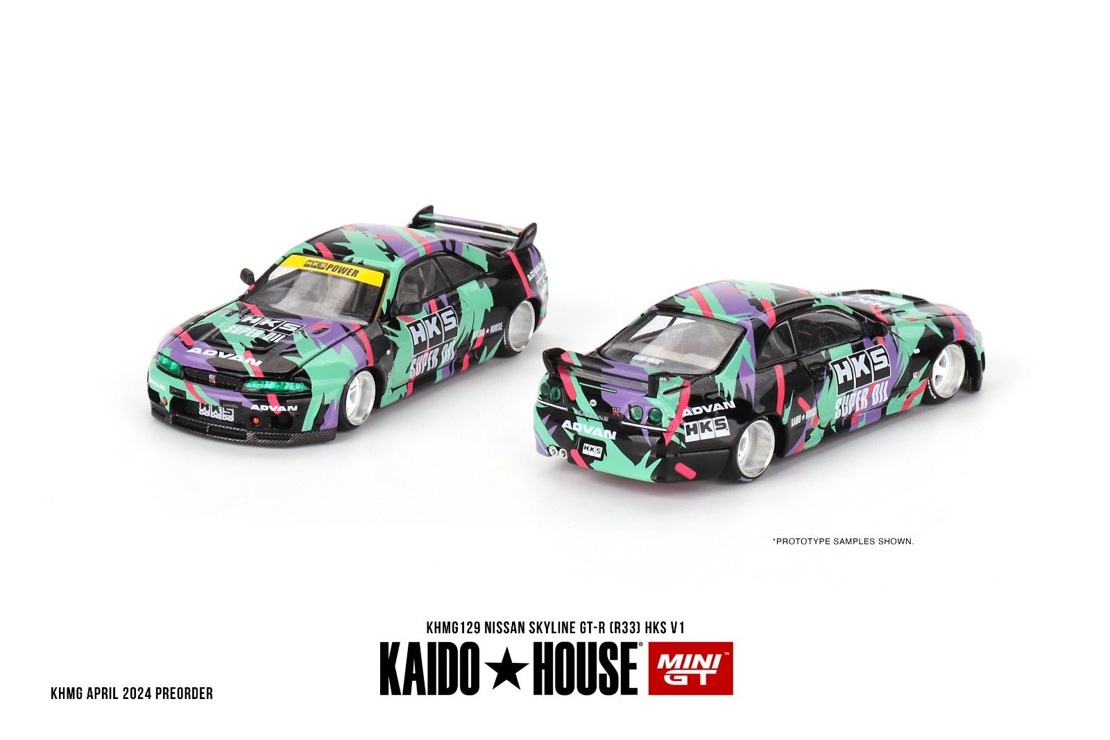 [PREORDER] Kaido House X MINI GT - NISSAN SKYLINE GT-R R33 HKS V1 DIECAST SCALE MODEL CAR - KHMG129 - MODEL CAR UKMODEL CAR#INNO64##TARMAC##diecast_model#