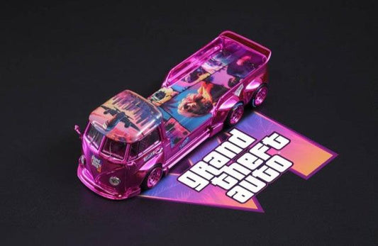 [ PREORDER ] Liberty64 - 1/64 VW T1 TOW TRAILER - LIVERY GTA 6 diecast model car - Chrome powder - MODEL CARS UKMODEL CAR#INNO64##TARMAC##diecast_model#