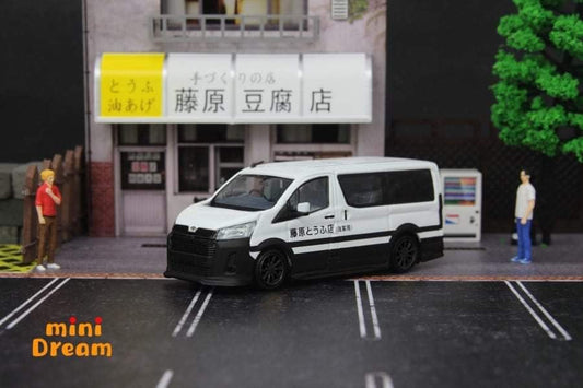 [PREORDER] Mini Dream - 1/64 Hiace H300 modified Fujiwara initial D diecast model car - A - white hood and black wheel - MODEL CARS UKMODEL CAR#INNO64##TARMAC##diecast_model#