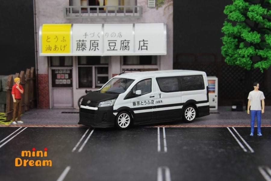 [PREORDER] Mini Dream - 1/64 Hiace H300 modified Fujiwara initial D diecast model car - B - Black hood white wheel. - MODEL CARS UKMODEL CAR#INNO64##TARMAC##diecast_model#