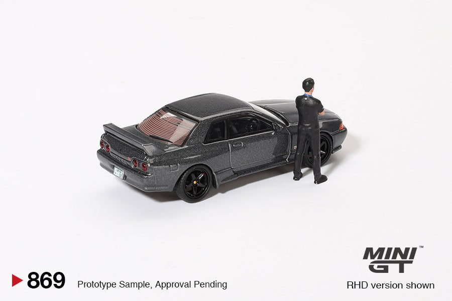 [PREORDER] Mini GT - 1/64 Nissan Skyline GT - R R32 Nismo Gunmetal with Matsuda Figure Tsugio Matsuda Collection - MGT00869 - R - MODEL CARS UKMODEL CAR#INNO64##TARMAC##diecast_model#