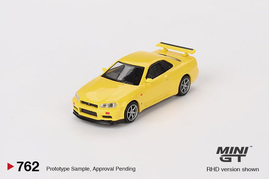 [PREORDER] Mini GT - 1/64 Nissan Skyline GT-R (R34) V-Spec Lightning Yellow (MGT00762-R) #762 - MODEL CAR UKMODEL CAR#INNO64##TARMAC##diecast_model#