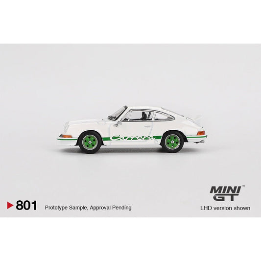 [PREORDER] Mini GT - 1/64 PORSCHE 911 CARRERA RS 2.7 GRAND PRIX WHITE WITH GREEN LIVERY RHD DIECAST SCALE MODEL CAR - MGT00801 - R - MODEL CARS UKMODEL CAR#INNO64##TARMAC##diecast_model#