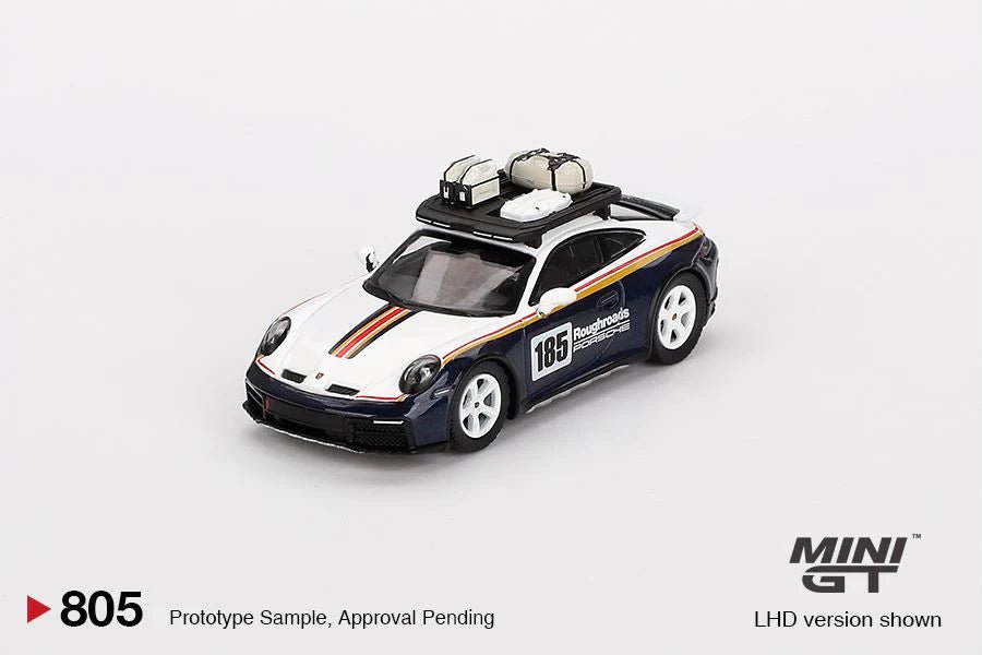 [PREORDER] Mini GT - 1/64 PORSCHE 911 DAKAR RALLYE DESIGN PACKAGE WHITE/GENTIAN BLUE METALLIC (RHD) DIECAST SCALE MODEL CAR - MGT00805 - R - MODEL CARS UKMODEL CAR#INNO64##TARMAC##diecast_model#