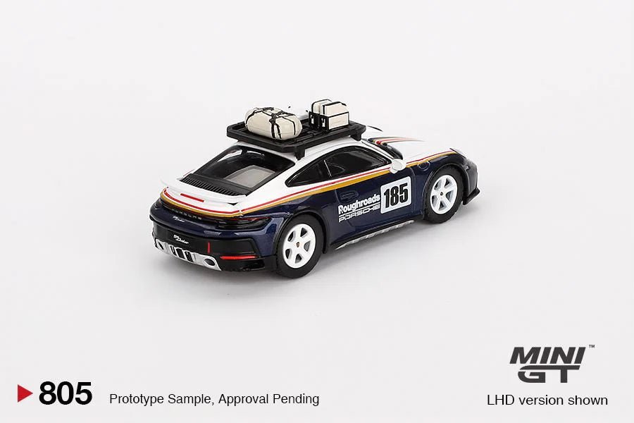 [PREORDER] Mini GT - 1/64 PORSCHE 911 DAKAR RALLYE DESIGN PACKAGE WHITE/GENTIAN BLUE METALLIC (RHD) DIECAST SCALE MODEL CAR - MGT00805 - R - MODEL CARS UKMODEL CAR#INNO64##TARMAC##diecast_model#