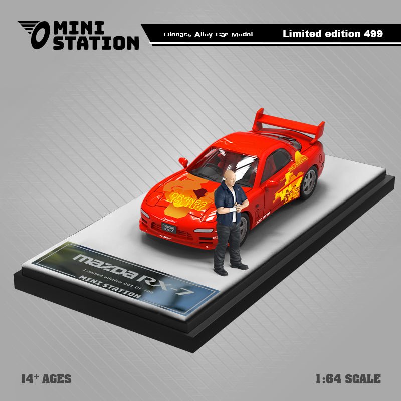 [ PREORDER ] Mini Station - 1/64 RX-7 Orange Fast & Furious diecast model - figurine ver (FIGURE + CAR ) - MODEL CAR UKMODEL CAR#INNO64##TARMAC##diecast_model#