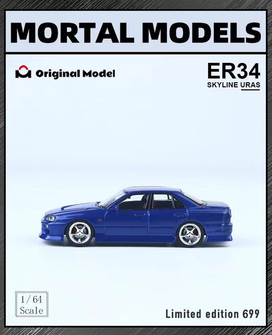 [ PREORDER ] Moetal*OM - 1/64 ER34 SKYLIN URAS diecast model - BLUE - MODEL CARS UKMODEL CAR#INNO64##TARMAC##diecast_model#