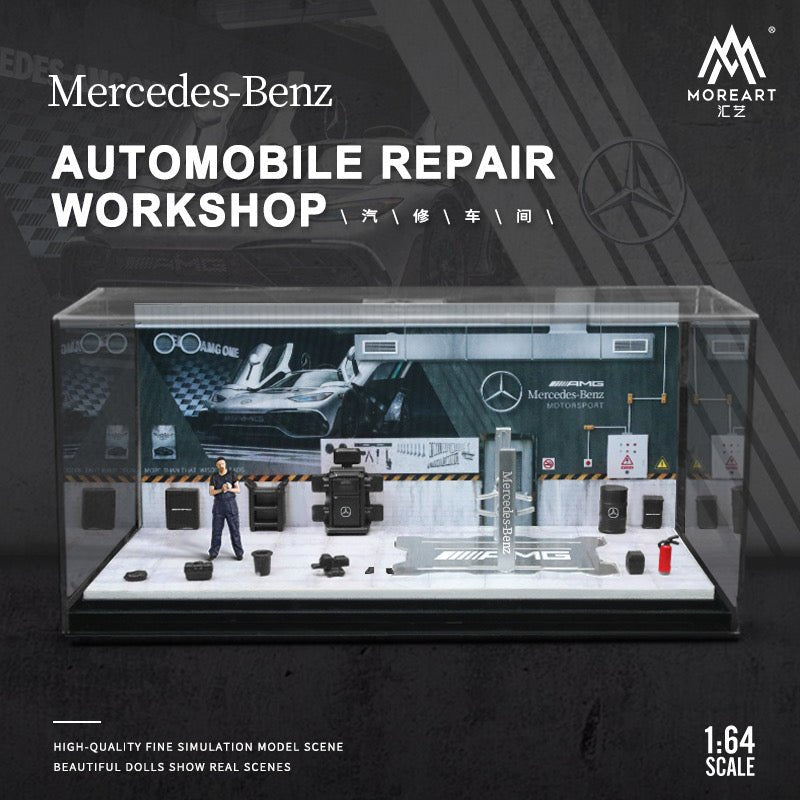 [PREORDER] MoreArt 1:64 - AUTOMOBILE REPAIR WORKSHOP DIORAMA - Mercedes-Benz - MODEL CAR UKMODEL CAR#INNO64##TARMAC##diecast_model#