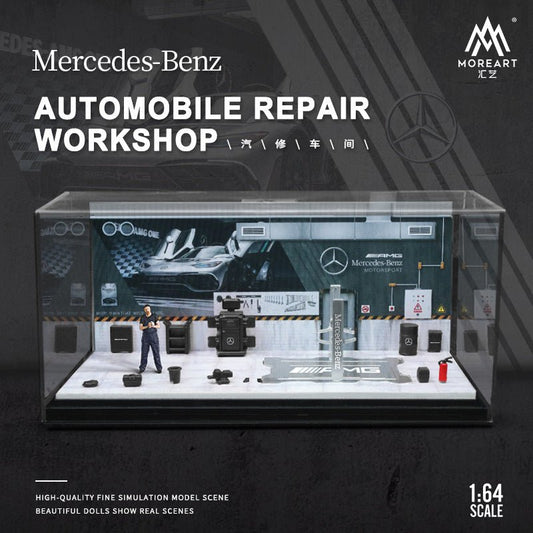 [PREORDER] MoreArt 1:64 - AUTOMOBILE REPAIR WORKSHOP DIORAMA - Mercedes-Benz - MODEL CAR UKMODEL CAR#INNO64##TARMAC##diecast_model#