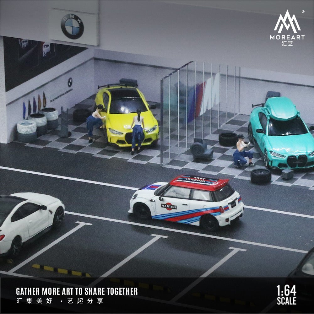 [PREORDER] MoreArt - 1/64 BMW LIGHT EDITION ASSEMBLY AND MODIFICATION SHOP DIORAMA - MO936109 - MODEL CARS UKFIGURE#INNO64##TARMAC##diecast_model#