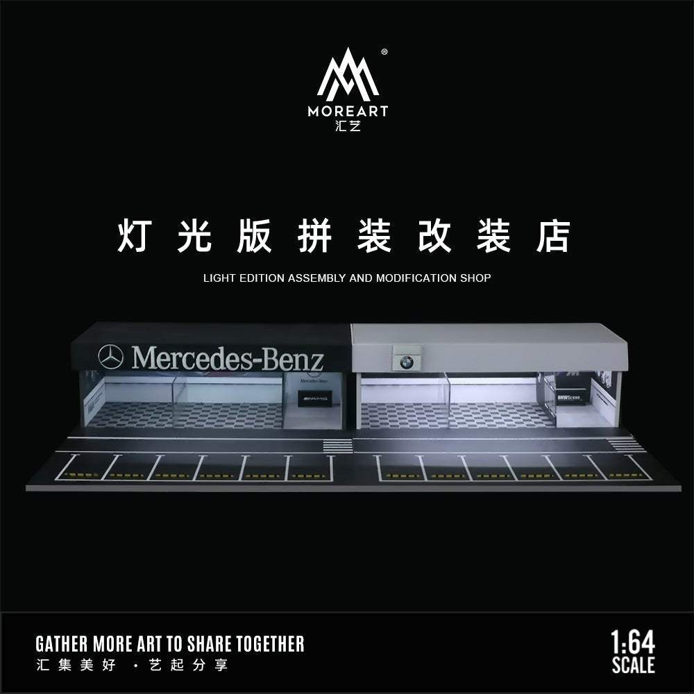 [PREORDER] MoreArt - 1/64 BMW LIGHT EDITION ASSEMBLY AND MODIFICATION SHOP DIORAMA - MO936109 - MODEL CARS UKFIGURE#INNO64##TARMAC##diecast_model#