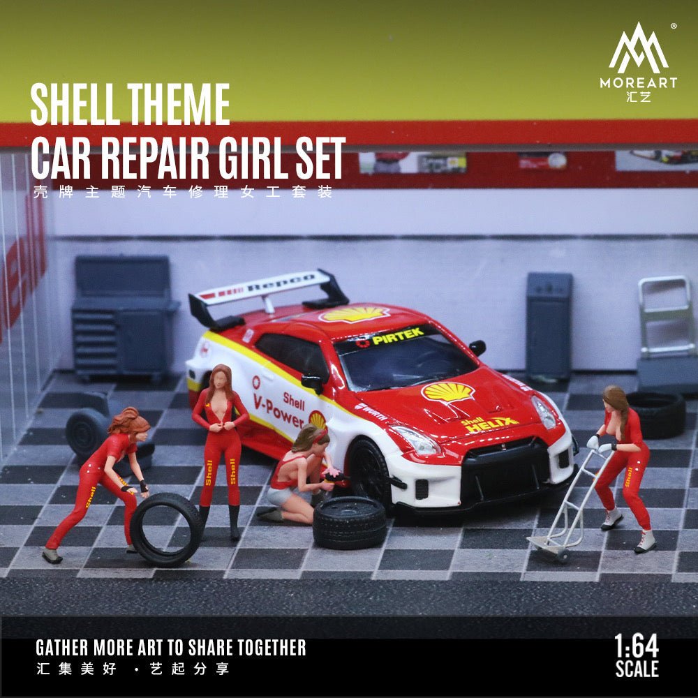 [PREORDER] MoreArt - 1/64 CAR REPAIR GIRL SET - SHELL THEME - MODEL CARS UKFIGURE#INNO64##TARMAC##diecast_model#