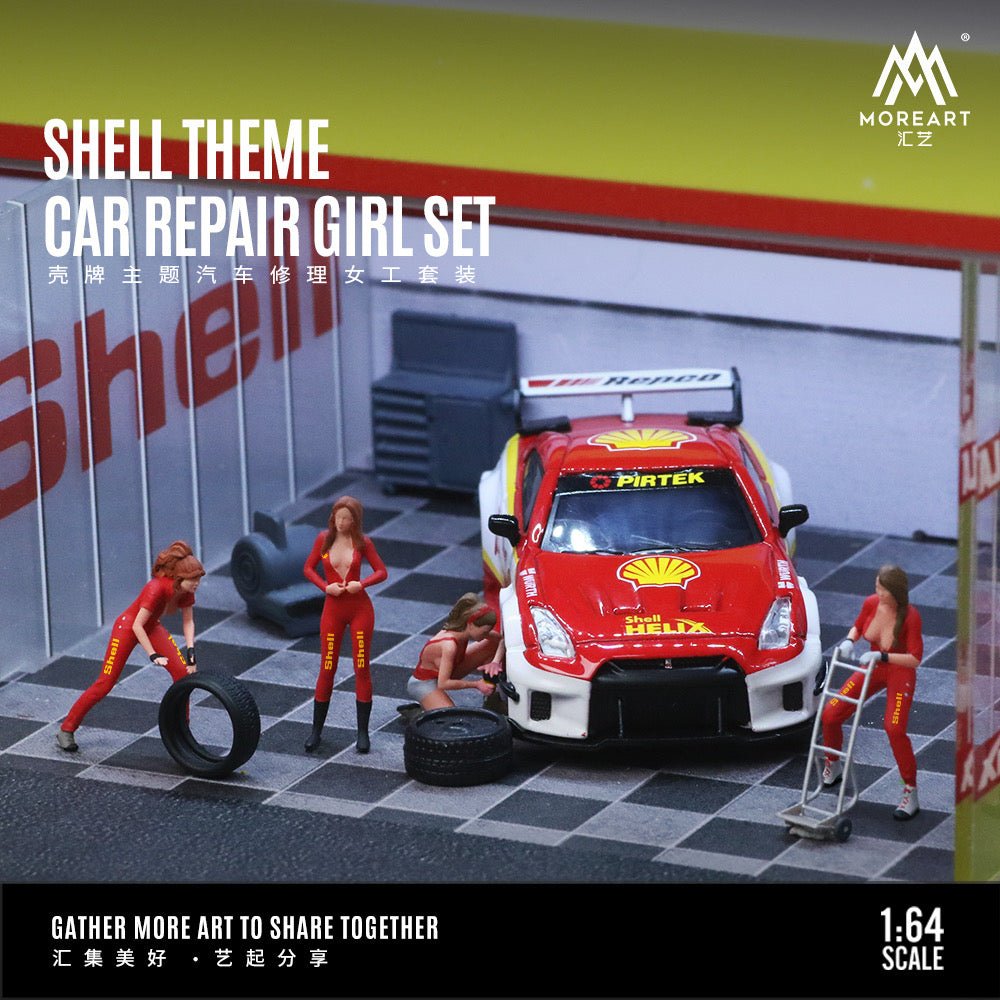 [PREORDER] MoreArt - 1/64 CAR REPAIR GIRL SET - SHELL THEME - MODEL CARS UKFIGURE#INNO64##TARMAC##diecast_model#