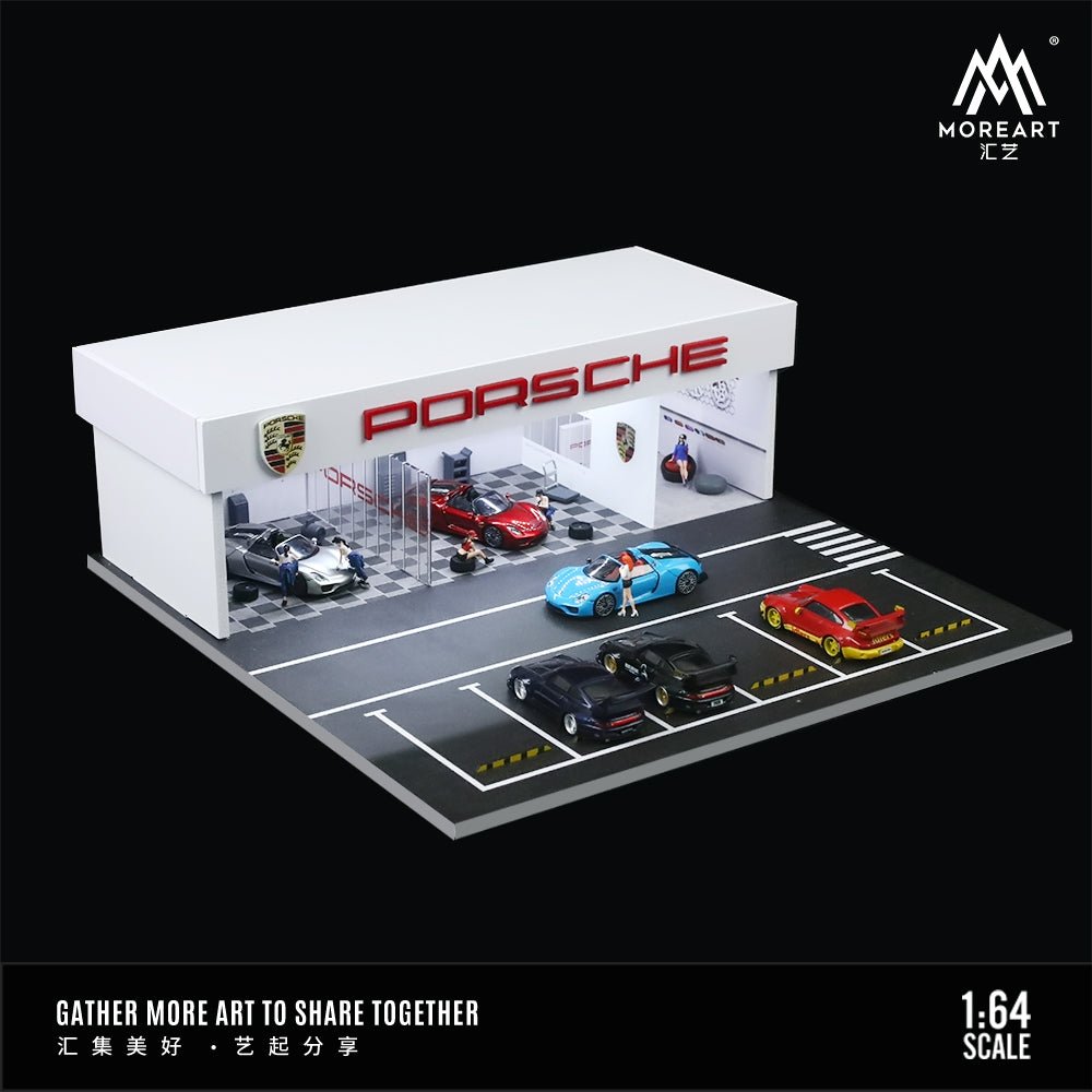 [PREORDER] MoreArt - 1/64 LIGHT EDITION ASSEMBLY AND MODIFICATION SHOP DIORAMA- Porsche - MODEL CARS UKFIGURE#INNO64##TARMAC##diecast_model#