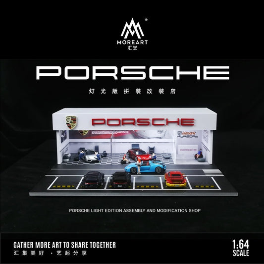 [PREORDER] MoreArt - 1/64 LIGHT EDITION ASSEMBLY AND MODIFICATION SHOP DIORAMA- Porsche - MODEL CARS UKFIGURE#INNO64##TARMAC##diecast_model#