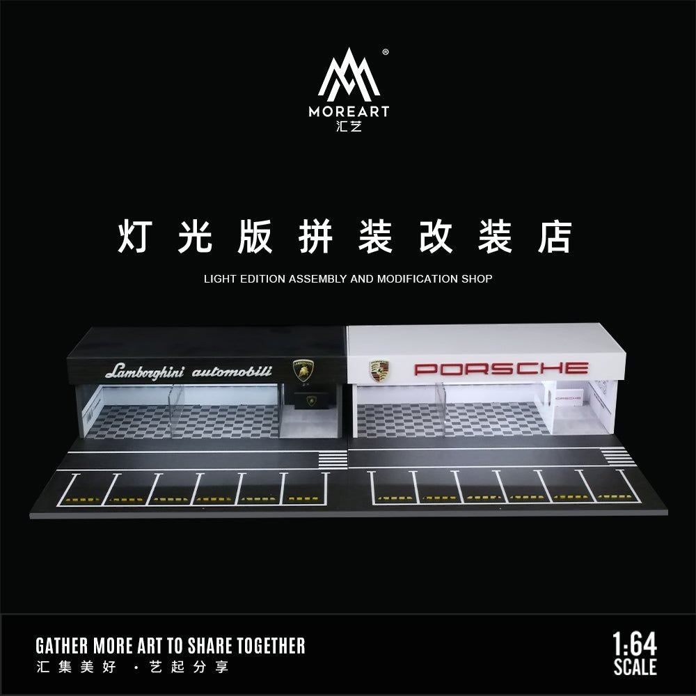 [PREORDER] MoreArt - 1/64 LIGHT EDITION ASSEMBLY AND MODIFICATION SHOP DIORAMA- Porsche - MODEL CARS UKFIGURE#INNO64##TARMAC##diecast_model#