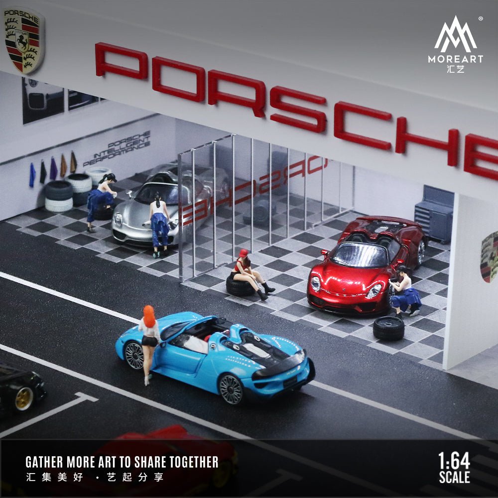 [PREORDER] MoreArt - 1/64 LIGHT EDITION ASSEMBLY AND MODIFICATION SHOP DIORAMA- Porsche - MODEL CARS UKFIGURE#INNO64##TARMAC##diecast_model#