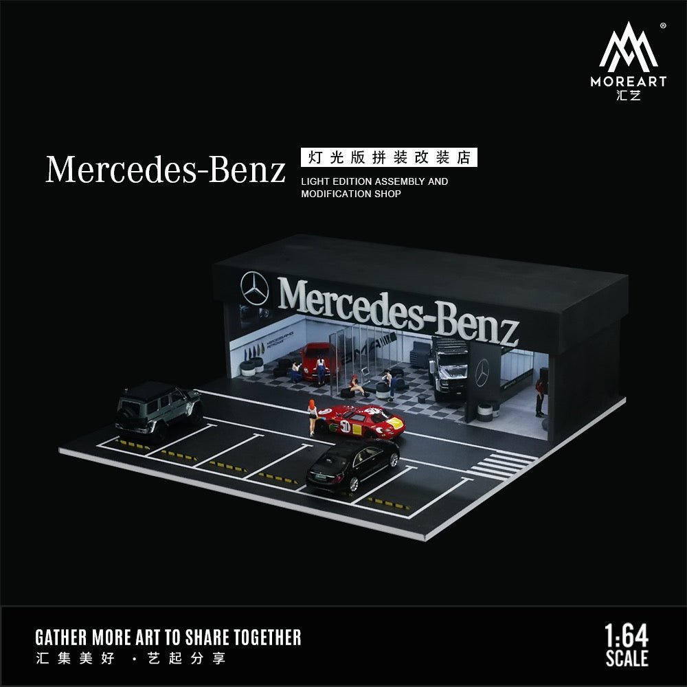 [PREORDER] MoreArt - 1/64 Mercedes - Benz LIGHT EDITION ASSEMBLY AND MODIFICATION SHOP DIORAMA - MO936108 - MODEL CARS UKFIGURE#INNO64##TARMAC##diecast_model#