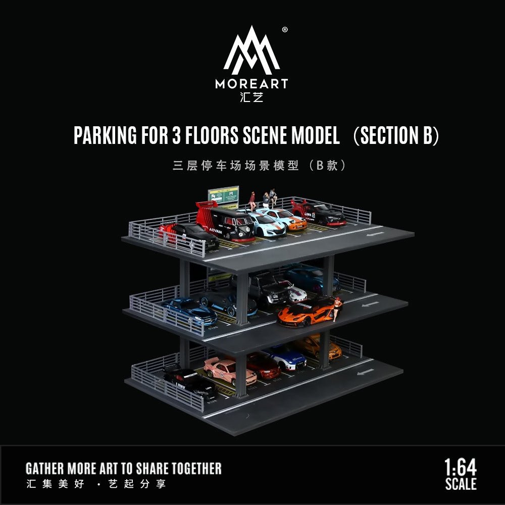 [PREORDER] MoreArt - 1/64 PARKING FOR 3 FLOORS (SECTION B) Scene Model Diorama - MO921002 - MODEL CARS UKFIGURE#INNO64##TARMAC##diecast_model#