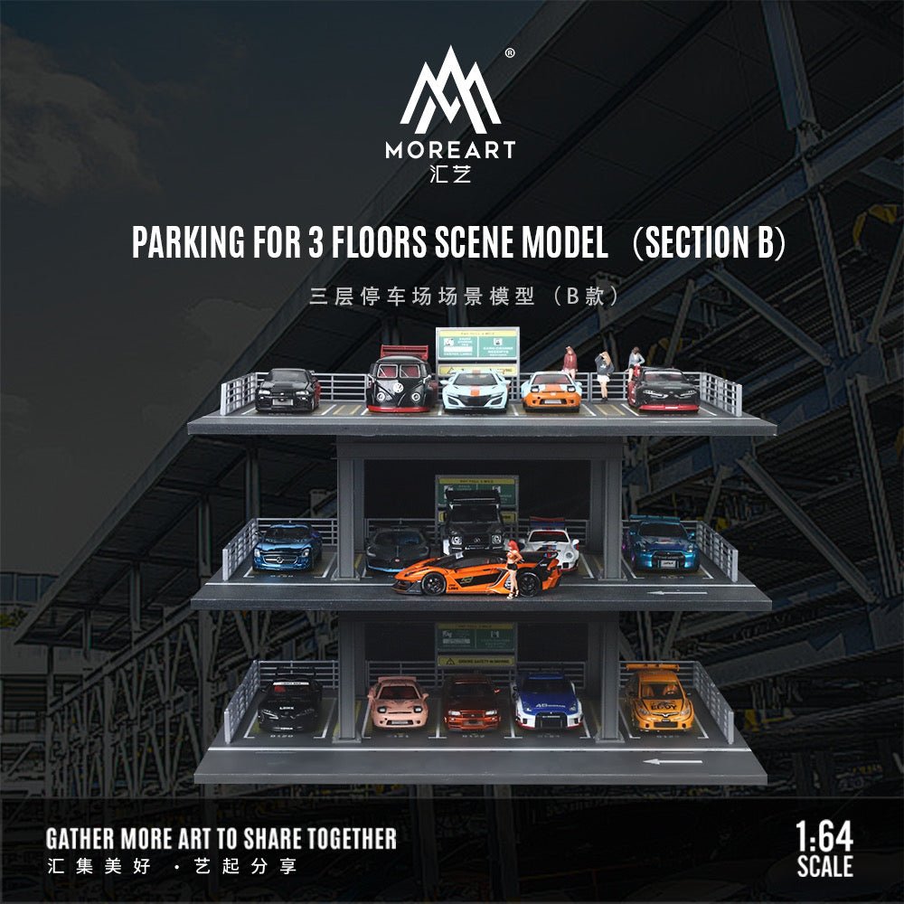 [PREORDER] MoreArt - 1/64 PARKING FOR 3 FLOORS (SECTION B) Scene Model Diorama - MO921002 - MODEL CARS UKFIGURE#INNO64##TARMAC##diecast_model#