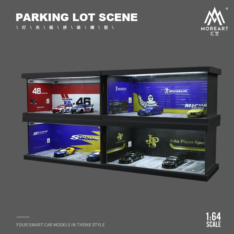 [PREORDER] MoreArt - 1/64 PARKING LOT LIGHTING DIORAMA - 46# Datsun Theme - MO960109A - MODEL CARS UKFIGURE#INNO64##TARMAC##diecast_model#