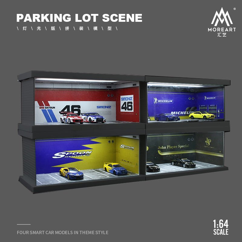 [PREORDER] MoreArt - 1/64 PARKING LOT LIGHTING DIORAMA - 46# Datsun Theme - MO960109A - MODEL CARS UKFIGURE#INNO64##TARMAC##diecast_model#