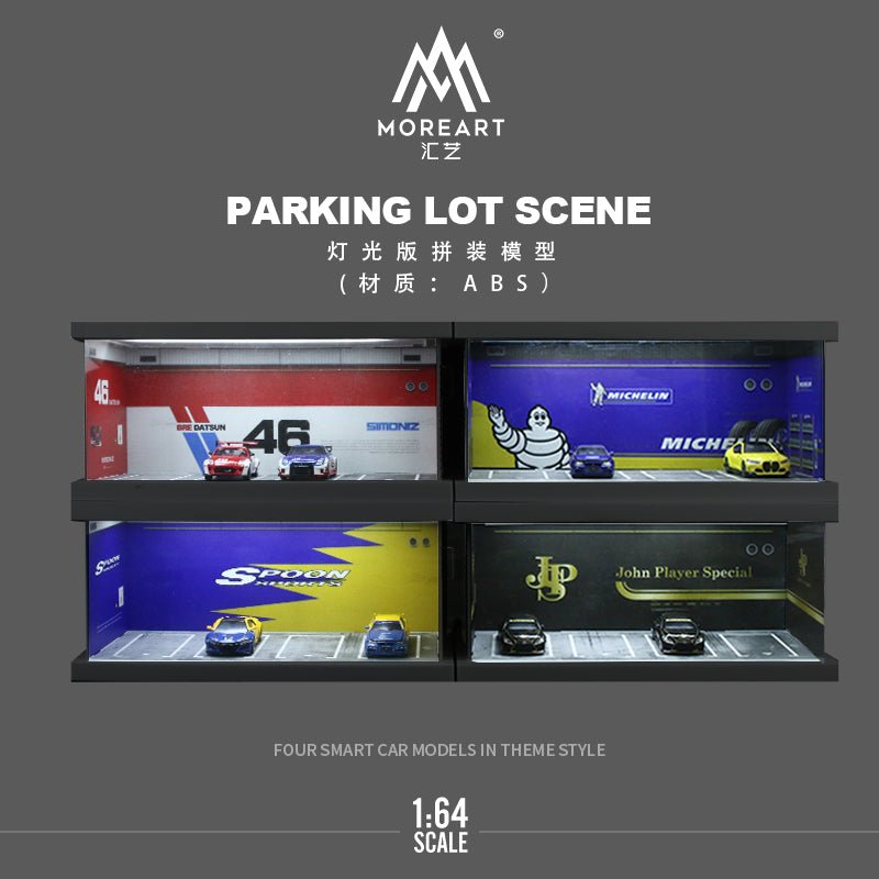 [PREORDER] MoreArt - 1/64 PARKING LOT LIGHTING DIORAMA - 46# Datsun Theme - MO960109A - MODEL CARS UKFIGURE#INNO64##TARMAC##diecast_model#