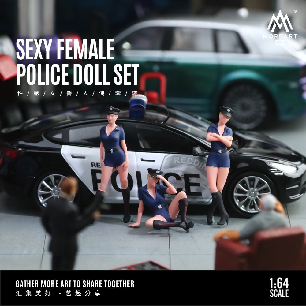 [PREORDER] MoreArt - 1/64 Sexy Policewoman Doll Set Resin Model FIGURE - MODEL CARS UKFIGURE#INNO64##TARMAC##diecast_model#