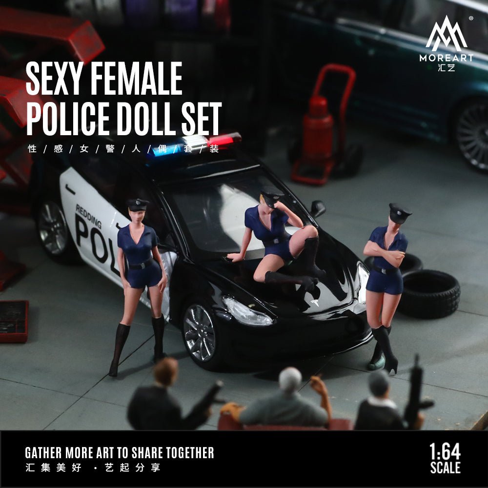 [PREORDER] MoreArt - 1/64 Sexy Policewoman Doll Set Resin Model FIGURE - MODEL CARS UKFIGURE#INNO64##TARMAC##diecast_model#